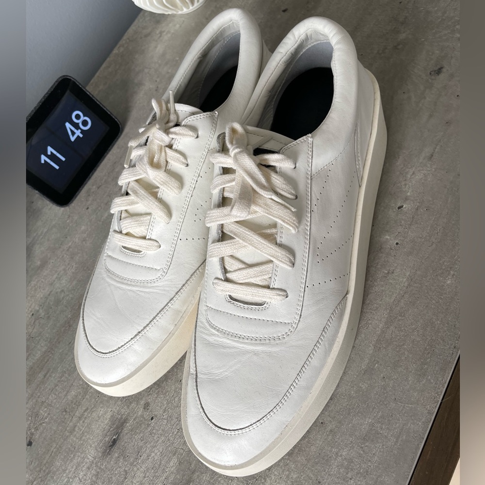 Fear of God Beige Leather Tennis Trainers - 44